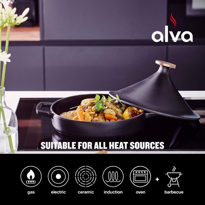 Alva Nori 11-Inch Black Enameled Cast Iron Tagine Pot