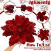 12PCS Glitter Magnolia Flowers for Christmas, 12 Inch Velvet Artificial Flowers with Pearls for Xmas Tree Decorations, Wreaths, Centerpieces, Garden - 4 of 4