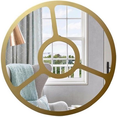 Chloe Lighting Reflection Contemporary-Style Round Goldenwall Mirror 30" Tall