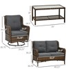 Resenkos Patio Furniture Sets,Outdoor & Patio Furniture Sets,4 Piece Rattan Patio Furniture Set with 2 Swivel Rocking Chairs, 2-Tier Glass Table and - 2 of 4