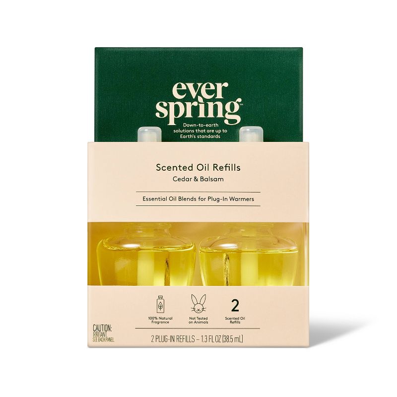 Scented Oil Refill Air Freshener - Cedar &#38; Balsam - 1.3 fl oz/2pk - Everspring&#8482;, 1 of 5