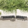 vidaXL 9 Piece Patio Lounge Set with Cushions Gray Poly Rattan - 2 of 4