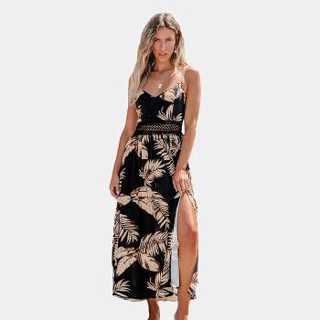 Women's Deep Tropics Crosshatch Cutout Sleeveless Maxi Dress - Cupshe
