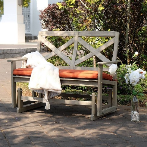 Westlake Wood Glider Bench With Cushion Red Brick Cambridge Casual Target - Patio Glider Bench With Cushions