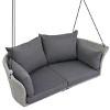 Outdoor Rattan Woven Swing Chair,2-Person Hanging Seat with Cushion,Adjustable Rope,Swing Bench For Garden Backyard-Cuddlewood - 3 of 4