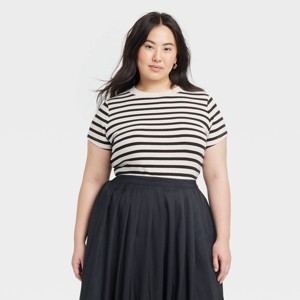 Women's Short Sleeve Ribbed T-Shirt - A New Day™ - 1 of 3