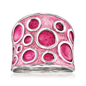 Ross-Simons Italian Pink Enamel Circle Ring in Sterling Silver - 1 of 4