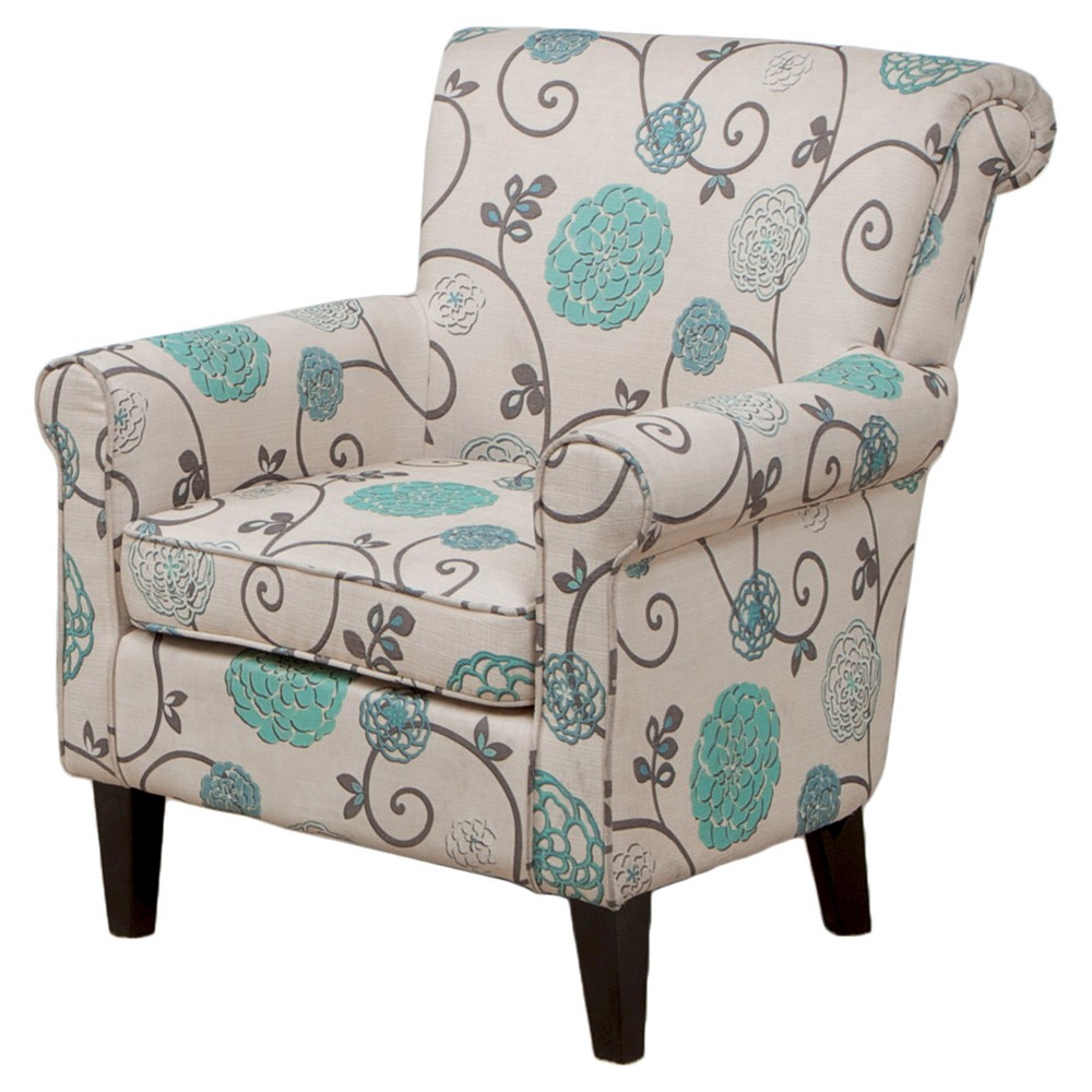 Photos - Chair Roseville Club  Blue Flowers - Christopher Knight Home Multicolored