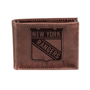 Evergreen NHL New York Rangers Brown Leather Bifold Wallet Officially Licensed with Gift Box - 1 of 1