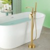 Cobbe Single Handle Freestanding Floor Standing Tub Faucet Tub Filler with Handheld Shower Swivel Spout and 59-Inch Hose Brushed Gold - 2 of 4