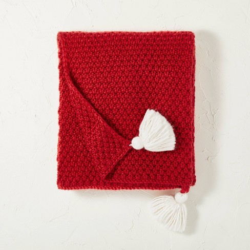 Textured Chunky Knit Throw Blanket Red Opalhouse Designed With