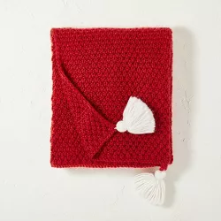 Textured Chunky Knit Throw Blanket Red - Opalhouse™ designed with Jungalow™