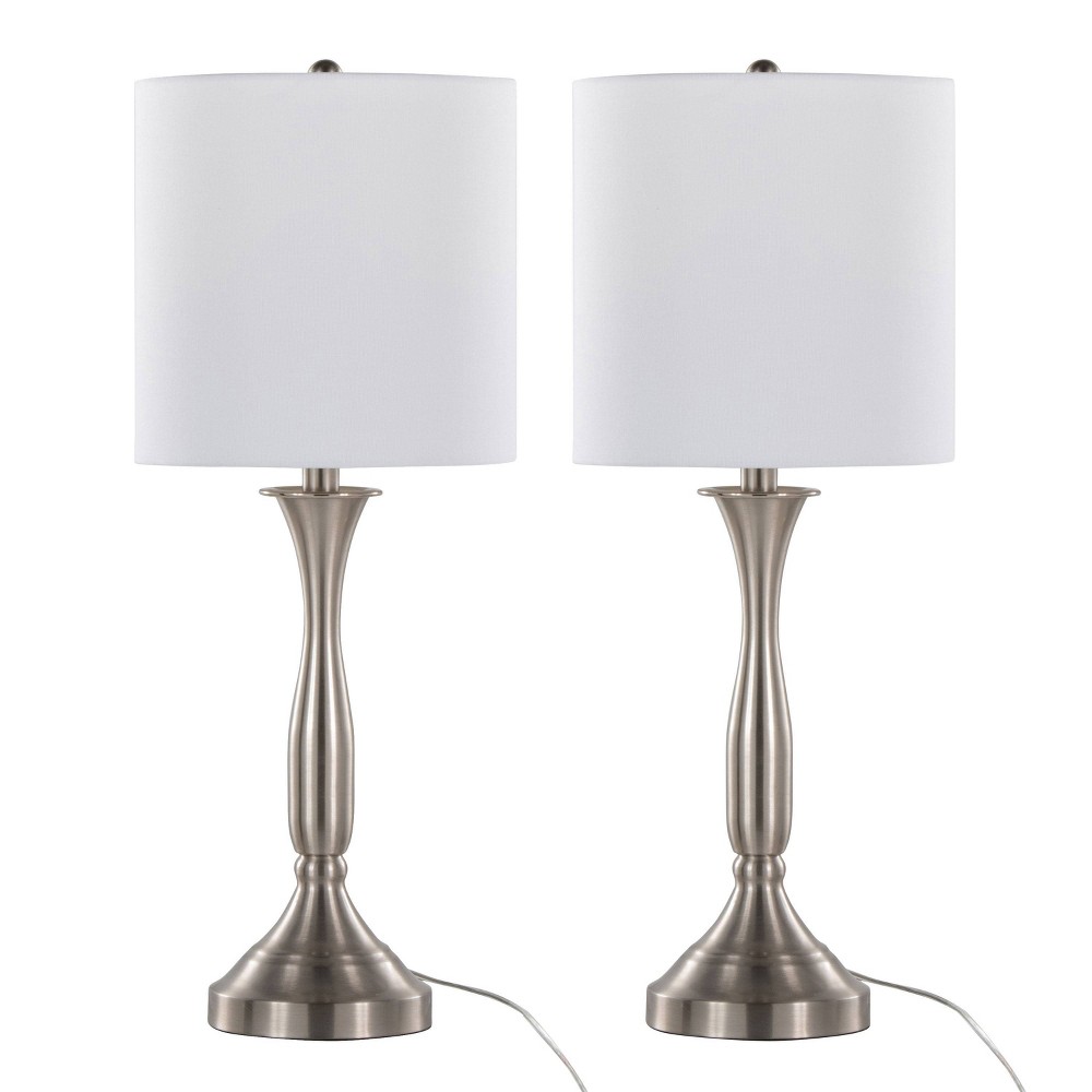 Photos - Floodlight / Street Light LumiSource  Sawyer 25" Contemporary Table Lamps Brushed Nickel w(Set of 2)