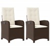 vidaXL Reclining Patio Chairs 2 pcs with Cushions Brown Poly Rattan - 2 of 4