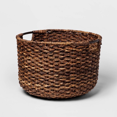 Dark Global Large Round Market Basket, Large Round Woven Basket
