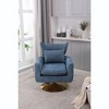 CAVINAS Classic Mid-Century Swivel Accent Chair with Curved Backrest, Upholstered 360-Degree Barrel Chair with Gold Metal Base - 3 of 4