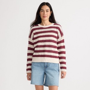 Lands' End Women's Cotton Blend Pointelle Crew Neck Sweater - 1 of 4