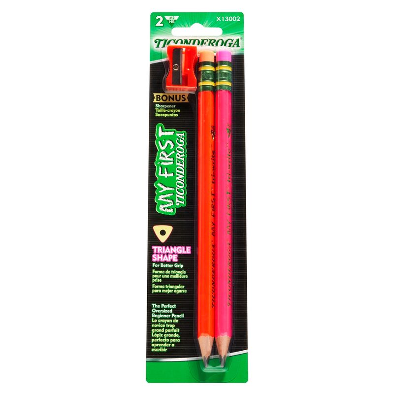 Ticonderoga® My First® Tri-Write™ Wood-Cased Pencils, Neon Assorted, 2 Per Pack, 12 Packs, 5 of 10