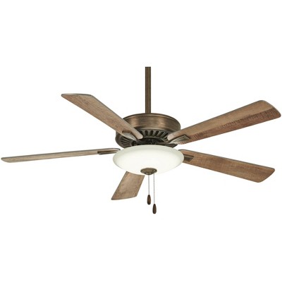 52" Minka Aire Farmhouse Indoor Ceiling Fan with LED Light Heirloom Bronze White Glass Shade for Living Room Kitchen Bedroom House