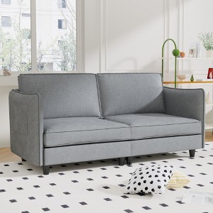 NicBex Modern Minimalist Comfy Fabric Loveseat Sofa Couch with Side Pockets,2-Seat Lounge Sofa for Living Room,Apartment - 1 of 4