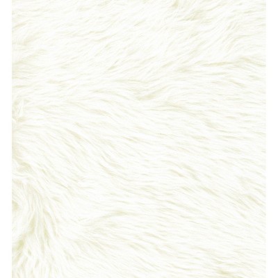 White Faux Fur Cube Ottoman with Metal Base