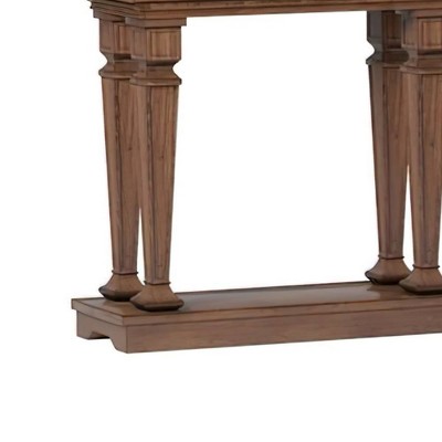 72" Oak Wood Console Table with Storage Shelf