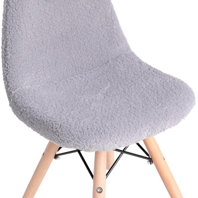 Gray Faux Shearling Children's Accent Chairs with Beechwood Legs