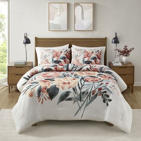 3 Pcs Gorgeous Floral Print Cotton Duvet Set, All Season Stylish Home Textile fits Modern Bedroom Decor - image 1 of 4