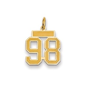Black Bow Jewelry 14k Yellow Gold, Jersey Collection, Small Number 98 Pendant - 1 of 2