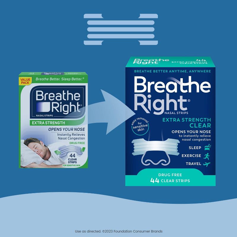 Breathe Right Extra Strength Drug-Free Clear Nasal Strips, 5 of 12