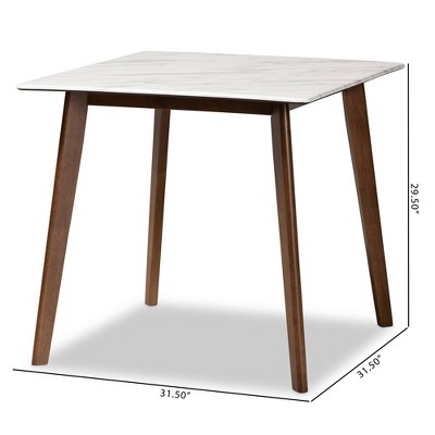 Kaylee Transitional Square Wood Dining Table with Faux Marble Top