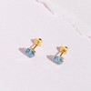 Girls' Birthstone CZ Heart Screw Back 14k Gold Earrings - In Season Jewelry - 4 of 4