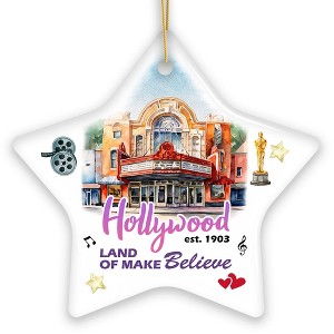 Hollywood the Land of Make Believe Artwork Ceramic Ornament, A Thespian’s Dream of Being Famous, California Gift| OrnamentallyYou - 1 of 4