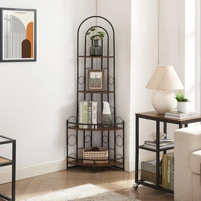 NicBex 4-Tiers Corner Bookshelf,Plant Stand with Metal Frame for Living Room,Kitchen,Home Office