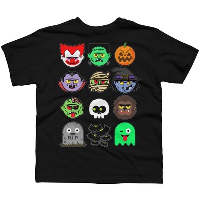 MONSTER FACES Halloween Emoji Shirt Skeleton Dracula Costume Boys Graphic T-Shirt - Design By Humans