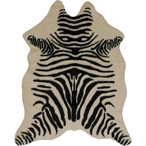 HomeStock FAUX COW HIDE MINI ZEBRA IVYBLK, Tufted and Printed, Transitional - 1 of 4
