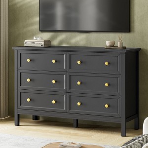ORRD 6-Drawer Dresser, Wood Storage Cabinet with Black Handles, Modern Chest for Bedroom & Living Room - 1 of 4
