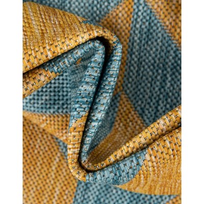 Napa Geometric Yellow and Aqua Outdoor Woven Area Rug 6x9