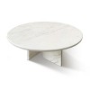 27.6" Natural Marble Coffee Table,Round Small Table with Unique Stone Veining,Genuine Marble Living Room Accent Table-Cuddlewood - 3 of 4