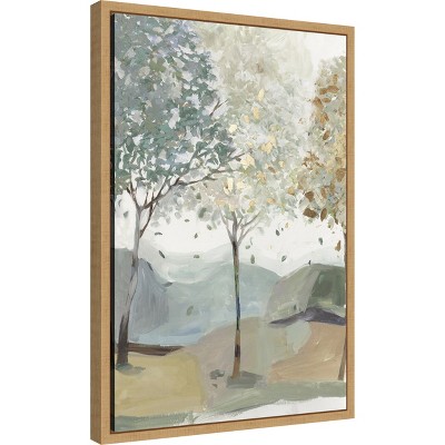 Breezy Landscape Trees III Canvas Print with Maple Frame