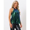 INSPIRE CHIC Women's Party Club Sparkle Sequin Sleeveless Halter Tops - 4 of 4
