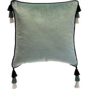 18.5"x18.5" Nolita Reversible Solid Velvet to Faux Linen Stacked Tassel Square Throw Pillow - Edie@Home - 1 of 4