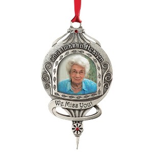Collections Etc Christmas in Heaven Memorial Photo Ornament Pewter - 1 of 3