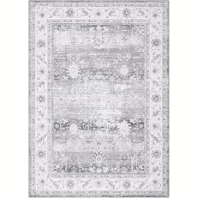 Washable Runner Rug with Floral Pattern, Non-Slip Low Pile Carpet for Hallway Kitchen Laundry, Ultra Soft Foldable Indoor Mat