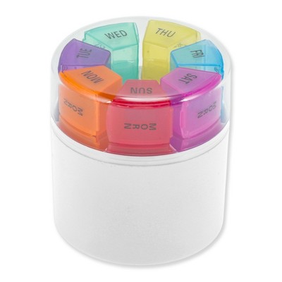 Unique Bargains 28 Grid Cylindrical Pill Case Colorful 1 Pc