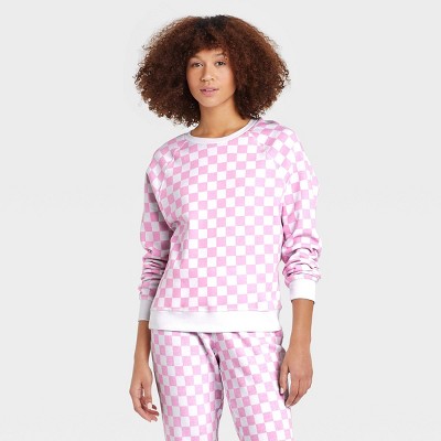 Women's Valentine's Day Graphic Sweatshirt - Pink Checkered