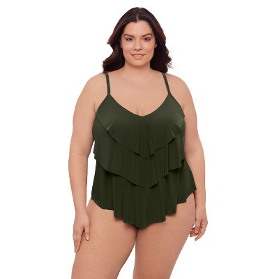 Aqua Green, Women's Triple Tier Tankini, Malachite Green, 1X : Target