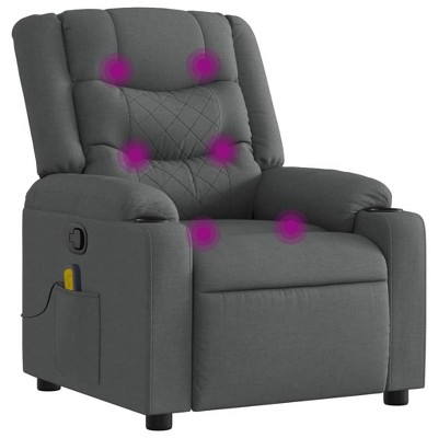 vidaXL Dark Gray Fabric Massage Recliner Chair - Manual Recline, Vibration Massage, Cup Holders, Cozy Padded Lounger for Living Room