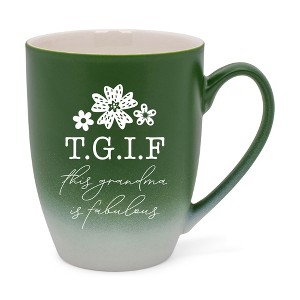 Elanze Designs TGIF This Grandma Is Fabulous Two Toned Ombre Matte Green and White 12 ounce Ceramic Stoneware Coffee Cup Mug - 1 of 4