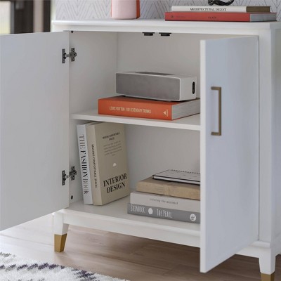 White MDF 2-Door Accent Cabinet with Adjustable Shelving